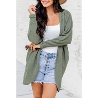 Laurel Green Waffle Knit Open Front Cardigan - L thumbnail