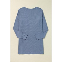 Ashleigh Blue Solid Color Rib Knit Open Front Tunic Cardigan - M thumbnail