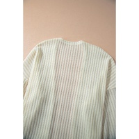 Beige Textured Lantern Sleeve Open Kimono - S thumbnail