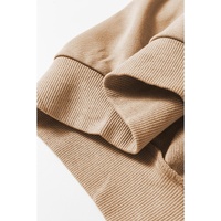 Light French Beige Ribbed Edge Exposed Seam Knit Cardigan with Pockets - L thumbnail