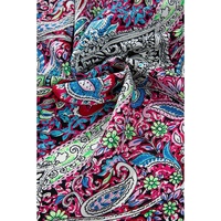 Red Paisley Print Open Front Kimono - L thumbnail