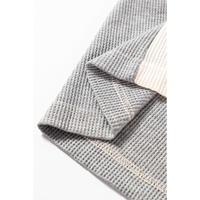 Black Stripe Colorblock Patchwork Open Front Cardigan with Pocket - S thumbnail