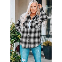 Azura Exchange Plaid Buttons Pocketed Shacket - M thumbnail