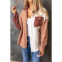 Azura Exchange Textured Color Block Long Sleeve Shirt with Pocket - M thumbnail