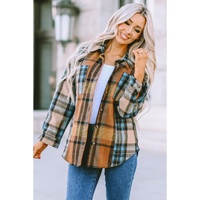 Azura Exchange Color Block Plaid Shirt with Buttoned Details - M thumbnail