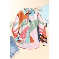 Azura Exchange Abstract Print Cuffed Sleeve Shirt - M thumbnail