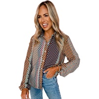 Azura Exchange Long Sleeve Dot Print Button Down Shirt - L thumbnail
