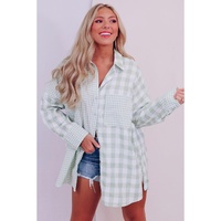 Azura Exchange Checked Patchwork Long Sleeve Shirt - M thumbnail