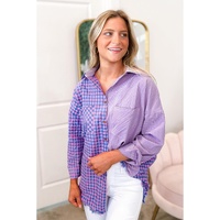 Azura Exchange Plaid Button Down Long Sleeve Shirt with Chest Pocket - L thumbnail