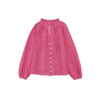 Azura Exchange V-Neck Lace Button-Up Shirt - 2XL thumbnail
