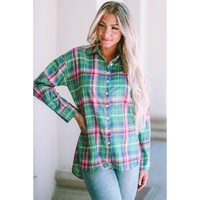 Azura Exchange Plaid Button Down Split Shirt - L thumbnail