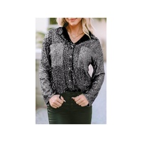 Azura Exchange Sequin Color Block Patch Pocket Shirt - M thumbnail
