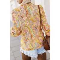 Azura Exchange Paisley Print Ruffled Trim Boho Shirt - XL thumbnail