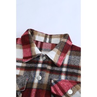 Azura Exchange Red Geometric Plaid Print Pocketed Shacket - S thumbnail