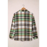 Green Geometric Plaid Print Pocketed Shacket - XL thumbnail