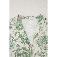 Green Landscape Print Tied 3/4 Sleeve Shirt with Sash - XL thumbnail
