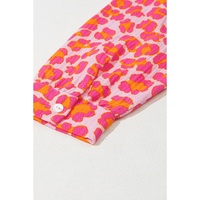 Rose Leopard Printed Button Up Loose Shirt - XL thumbnail