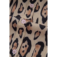 Light French Beige Oversized Leopard Print Balloon Sleeve Casual Shirt - 2XL thumbnail