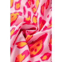 Rose Red Oversized Leopard Print Balloon Sleeve Casual Shirt - XL thumbnail