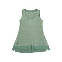 Sea Green Scoop Neck Waffle Knit Flowy Vest - S thumbnail