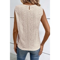 Apricot Guipure Lace Crochet Keyhole Back Tank Top - M thumbnail