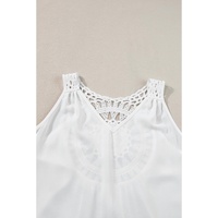 White Bohemian Crochet Patchwork Sleeveless Tunic - S thumbnail