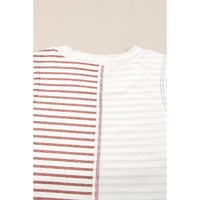Brown Stripe Colorblock Loose Tank Top - L thumbnail