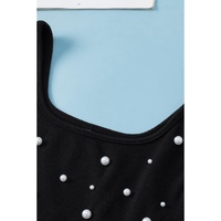 Black Pearl Decor Square Neck Sleeveless Crop Top - L thumbnail