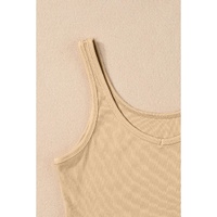 Apricot Ribbed Knit Sheath Sleeveless Crop Top - L thumbnail