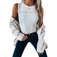 White Contrast Seams Ribbed Tank Top - XL thumbnail