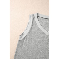 Gray Ribbed V Neck Tank - M thumbnail
