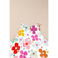 White Cute Floral Print Vest - S thumbnail