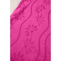Rose Red Embroidery Patterned Knotted Straps V Neck Tank Top - S thumbnail