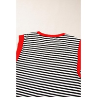 Black Stripe Colorblock Edge Round Neck Tank Top - XL thumbnail
