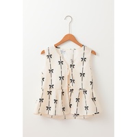 White Bow Printed Tie Closure Ruffled Vest - L thumbnail