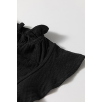 Black Ruffled Shoulder V Neck Shift Tank Top - L thumbnail