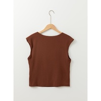 Coffee Solid Color U Neck Slim Fit Tank Top - L thumbnail