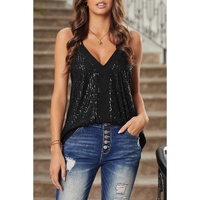 Azura Exchange Black Sequin Racerback Tank - M thumbnail