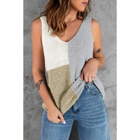 Gray Color Block Knitted Tank Top - 2XL thumbnail
