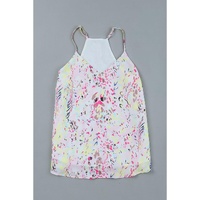Multicolor Floral Print Spaghetti Straps Tank Top - L thumbnail