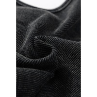Black Ribbed Mineral Wash Racerback Cropped Tank Top - XL thumbnail