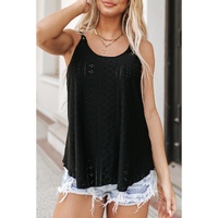 Azura Exchange Black Eyelet Strappy Scoop-Neck Tank Top - M thumbnail