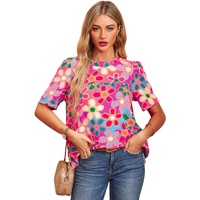 Azura Exchange Flower Print Puff Sleeve Top - L thumbnail