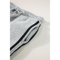 Light Grey Solid Color Side Striped Sweatshirt Active Set - 2XL thumbnail