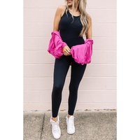 Black High Waist Backless Side Pockets Sports Jumpsuit - XL thumbnail
