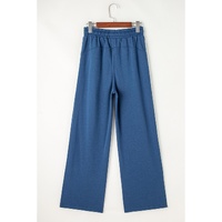 Sail Blue Drawstring High Waist Wide Leg Pocketed Sweatpants - M thumbnail