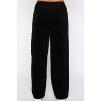 Black Solid Drawstring Waist Wide Leg Pants - S thumbnail