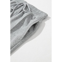 Gray Seamed Drawstring High Waist Wide Leg Sweatpants - L thumbnail