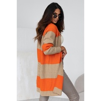 Azura Exchange Orange Colorblock Ribbed Knit Cardigan - L thumbnail