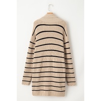 Black Stripe Shawl Neckline Open Cardigan with Pockets - XL thumbnail